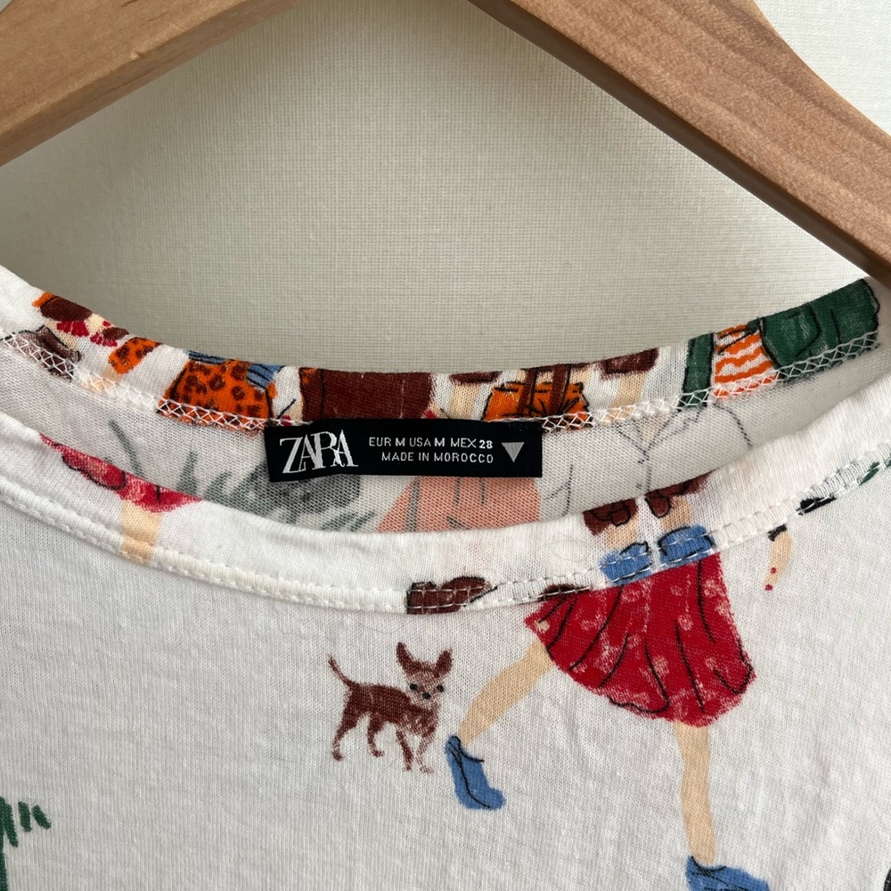 Zara Join Life Illustrated Short Sleeve Top - Picture 2 of 3
